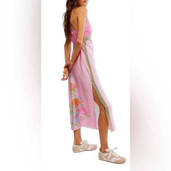 FREE PEOPLE Just Dreamy Maxi Slip dress pink size large - Picture 7 of 15